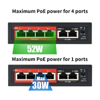 Conmutador PoE megabit directo de fábrica OEM, conmutador de red 2, conmutador Ethernet de enlace ascendente, 52W, AI Watchdog integrado para cámaras Ip