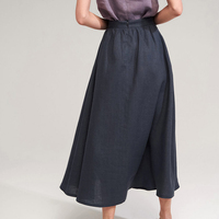 Jupes en lin plissées unies sur mesure, vente en gros d'usine, jupes maxi en lin de couleur unie pour femmes