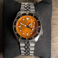 Automatische GMT-Uhr für Herren, Edelstahlarmband, Zeiger, leuchtendes Zifferblatt, Chronograph, 22 mm Band, sportliche mechanische Armbanduhr