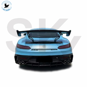 Nouveau pour <span class=keywords><strong>Mercedes</strong></span> Benz AMG <span class=keywords><strong>GT</strong></span> W290 Kit de carrosserie série noire demi-pare-chocs avant en Fiber de carbone pare-chocs arrière aileron arrière jupe latérale noir - Product Image 5
