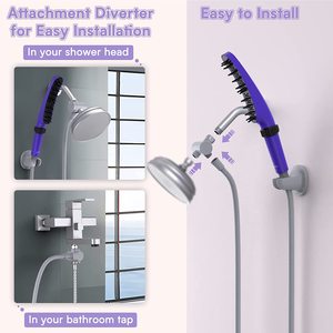 Accessoire de <span class=keywords><strong>douche</strong></span> pour chien, brosse de bain pour chien à 4 réglages pour le lavage, le récurage, le massage et le toilettage des chiens - Product Image 2