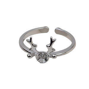 Handmade S925 <b>Silver</b> Deer Antlers Elk Simple Princess Ring DIY Jewelry Accessories with 5-6 Pearl Empty Set and <b>Bead</b> Caps 2731 - Product Image 5