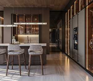 Cuisine sur mesure de luxe, armoire murale de cuisine avec portes en verre, armoire, mobilier de cuisine moderne modulaire pour VILLA - Product Image 3