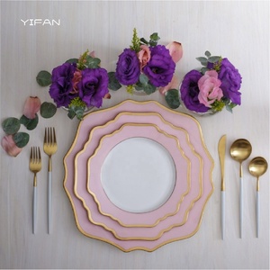 Assiettes de restaurant en céramique verte irrégulière personnalisées YIFAN, vaisselle colorée, assiettes en porcelaine en gros - Product Image 5