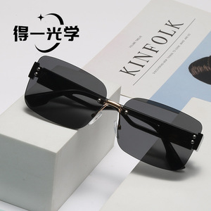 Frameless <b>Sunglasses</b> Black Metal UV400 Women Fashion Sun Protection - Product Image 1