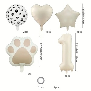 Ensemble de 8 ballons en aluminium en forme de pattes d'animaux, adaptés à la décoration de ballons lors des fêtes d'anniversaire de chats et de chiens - Product Image 2