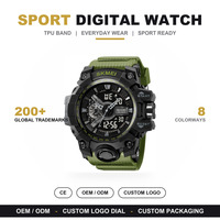 Montre analogique-numérique SKMEI 2396 noire, grand cadran, bracelet en résine TPU, étanche, montre-bracelet électronique pour usage quotidien pour hommes