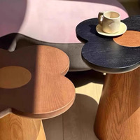 Table d'angle d'appoint en bois massif de Style milieu de siècle Style Wabi-Sabi ovale empilé bois naturel pour la maison salon décor Art
