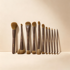 Juego de 11 Brochas de Maquillaje de Doble Punta Color Marrón, Brochas Cosméticas de Pelo Sintético Suave, Maquillaje Profesional - Product Image 6