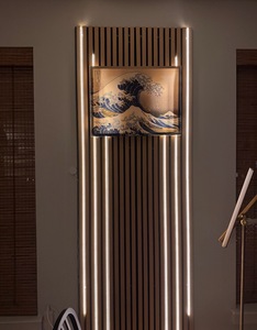 Panneaux muraux cannelés en PVC WPC à grain de <span class=keywords><strong>bois</strong></span> de style moderne <span class=keywords><strong>Décoration</strong></span> intérieure avec bande lumineuse à LED pour hôtel Divertissement Wpc Board - Product Image 6