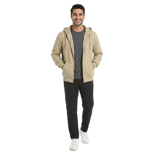 Sweat à capuche décontracté pour homme en polyester/coton, coupe régulière, manches longues, respirant, séchage rapide, couleur unie, polaire, idéal pour l'hiver (vente en gros) - Product Image 1
