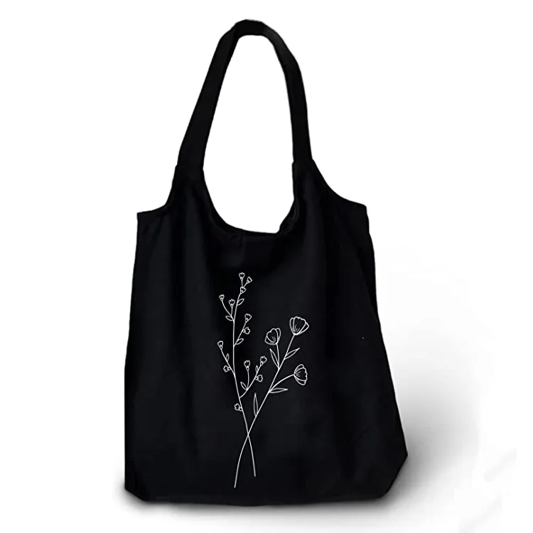 Custom Logo Printed Reusable Grocery Cute Canvas Tote Bag