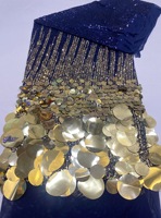 Nouveau Tissu en Dentelle Africaine Vintage de Haute Qualité avec Paillettes, Perles et Broderies Florales, Écologique et Durable, 5 Yards