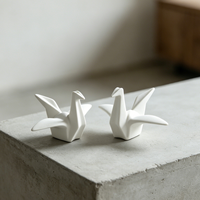 Décoration de meuble TV : Statues de grue en papier en porcelaine or et argent, miniatures, pour l'aménagement intérieur moderne