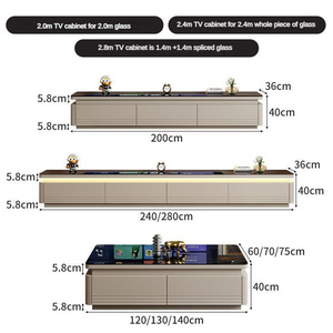 Sang Trọng Tối Giản Thiết Kế Độc Đáo Lưu Trữ Thông Minh Bên Kính Lớn Bằng Gỗ Màu Đen Bàn Cà Phê Hiện Đại Thiết Lập Cho Phòng Khách - Product Image 6