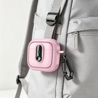 Étui de protection antichoc en silicone rose Weview pour écouteurs, avec mousqueton, anti-chute, pour écouteurs sans fil, étui de rangement portable pour casque