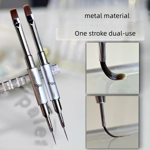 Porte-stylo en métal, pinceau à ongles double tête, pinceau professionnel pour la peinture d'art des ongles, pinceau pour le gel UV, pinceau de dessin pour la manucure en salon - Product Image 2