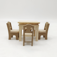 Maison de poupée de poche Art Déco carrée, ensemble de 5 pièces, mini modèle de jouet, table à manger, chaise, meubles miniatures en bois pour anniversaire