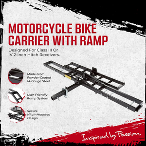 601 Motorrad-Anhängerkupplungsträger, Hochbelastbarer Stahl-Dirtbike-Transportträger, Passend für Fahrzeuge mit 2-Zoll-Anhängerkupplungsaufnahme - Product Image 3