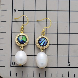 Drop Earrings Pearl <b>Abalone</b> <b>Shell</b> Gold Plated Zinc Alloy Bezel Setting Water Drop Shape Fashion Jewelry - Product Image 4