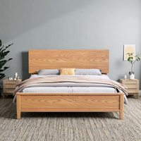 Lit en bois massif de haute qualité au design minimaliste moderne, meubles de chambre durables avec tête de lit confortable