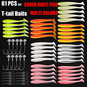 Ensemble de leurres de pêche en silicone souple à lente descente Garroted de 61 pièces, avec hameçons de tête de jig - Product Image 4