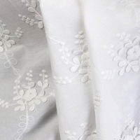 Tissu brodé en coton 100% blanc, motif floral japonais personnalisé Lurex, tricoté 3D, pour sacs de mariage et textiles de maison