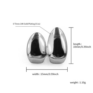 Bán buôn hip hop giá rẻ nha khoa Bìa grillz răng 14K mạ vàng hai răng nanh trang điểm đạo cụ Ma Cà Rồng Răng Nanh grillz cho răng - Product Image 1