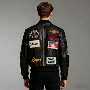 جاكيت جلد صناعي مخصص عالي الجودة للرجال بسحاب، جاكيتات جلدية أنيقة للدراجات النارية، جاكيت جلدي عتيق عالي الجودة للرجال - Product Image 3