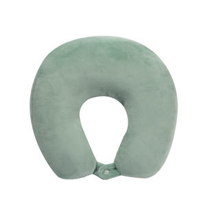 Almohada de viaje portátil en forma de U de terciopelo para la oficina, la siesta y el coche, diseño de color sólido, soporte cómodo - Product Image 1