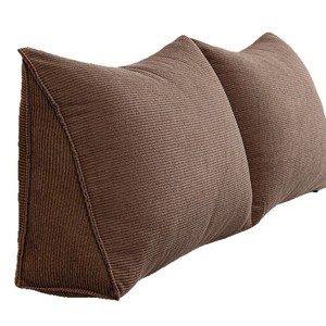 Triangular Headboard Cushion Coffee Brown Corduroy Lumbar <b>Support</b> Pillow <b>Sofa</b> Bed Backrest Ergonomic Design - Product Image 5