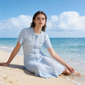 <span class=keywords><strong>Vestidos</strong></span> Casuales de Cuello Redondo con Mangas Abullonadas y Pedrería, Estilo Francés, Colección Ramadán 2026, Siete Colores - Product Image 5