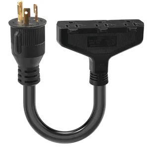 Cable adaptador RV de generador de 12 pulgadas, enchufe macho a 3 salidas 5-20R Cable de conversión de receptáculo hembra