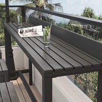 Ensemble de bar extérieur en plastique et bois, style nordique moderne, durable, imperméable, avec design café et chaise de magasin de proximité