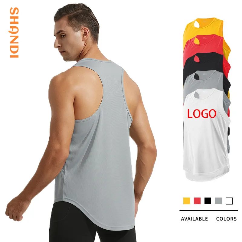 Summer Sports Gym Singlets Quick Drying Breathable Sleeveless T-shirts for Men Fitness Vest Workout T Shirt Tank Tops