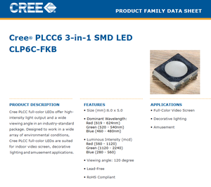 Venta Caliente: LED SMD AlGaInP RGB 3 en 1 CREEs CLP6C-FKB, Regulable - Product Image 2
