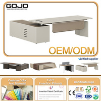 Bureau de direction électrique ergonomique GOJO de luxe moderne en forme de L, réglable en hauteur, avec armoire de rangement pour PDG