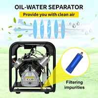 Compresseur d'air TUDIVING CE à gonflage rapide, double cylindre, arrêt automatique, 220V, 4500psi, 30Mpa, pour réservoir PCP, paintball, chasse, plongée sous-marine