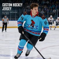 Maillot de hockey sur glace personnalisé en gros, maillot de hockey sur glace sublimé, uniforme d'équipe professionnel, vêtements de hockey sur glace en polyester