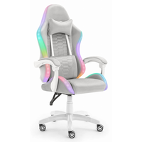 Livraison gratuite Nouvelle chaise de bureau colorée avec éclairage LED Chaise Gamer professionnelle E-sports Gris Blanc Tissu RGB LED Chaise de jeu