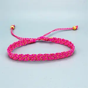 Casual Colored Bright Silk Hand Woven Bracelet Simple All-match Cocoa Adjustable String Bracelet