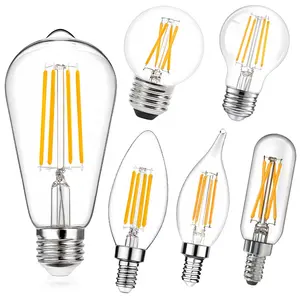 JESLED E27/E26/B22/E12/E14 LED Filament Bulb Dimmable Retro Vintage Incandescent Lamps Home Decor Glass Bulbs Light Transparent