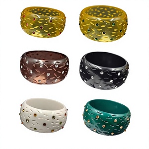 Newly Best Feather Pattern Acrylic Resin Bangle <b>Bracelets</b> <b>Red</b> Black Orange Yellow Leafs Vintage Stylish Unisex Cute Jewelry - Product Image 5