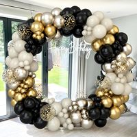 Kit d'arche de ballons 152 pièces, ballons noirs, dorés et nude avec ballons confettis or champagne pour la décoration de fête d'anniversaire, mariage