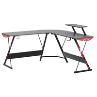 Bureau de jeu Table de jeu Bureau de jeu en L avec surface en fibre de carbone Bureau d'ordinateur d'angle en forme de L avec étagère pour moniteur