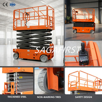 Promotion : Plateforme élévatrice à ciseaux autopropulsée hydraulique SAGA FIRST Aerial Skylift 6m-14m, alimentée par batterie, en acier au carbone 2640x1120mm