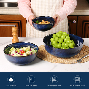 Juego de 3 cuencos de gres de cerámica grandes, medianos y pequeños para acampar para Fideos Ramen, ensalada de frutas, arroz - Product Image 3