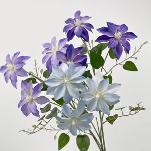 Fleurs artificielles de clematis, branche unique en soie, haute simulation, pour décorations de mariage et de maison - Product Image 1