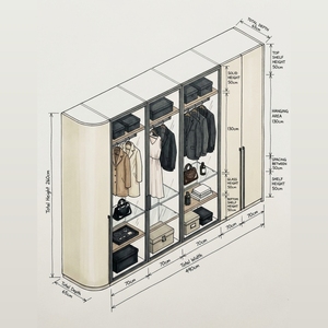 Modern Custom Built <strong>Wardrobe</strong> Sliding Large Storage Cabinet Customizable Shelves <strong>Hanging</strong> Space Contemporary Minimalist Light - Product Image 1
