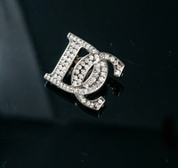 Étiquette Métallique Personnalisée de Luxe avec Strass, Lettres Entrelacées, Plaqué Or, pour Sacs de Créateurs, Vêtements, Chaussures et Accessoires
